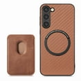 thumbnail image 1 of Dteck for Samsung Galaxy A56 5G Wallet Case with Detachable Card Holder Magnetic Slim Fiber Pattern Protection Fashion Protective Cover for Women Man, Brown, 1 of 4