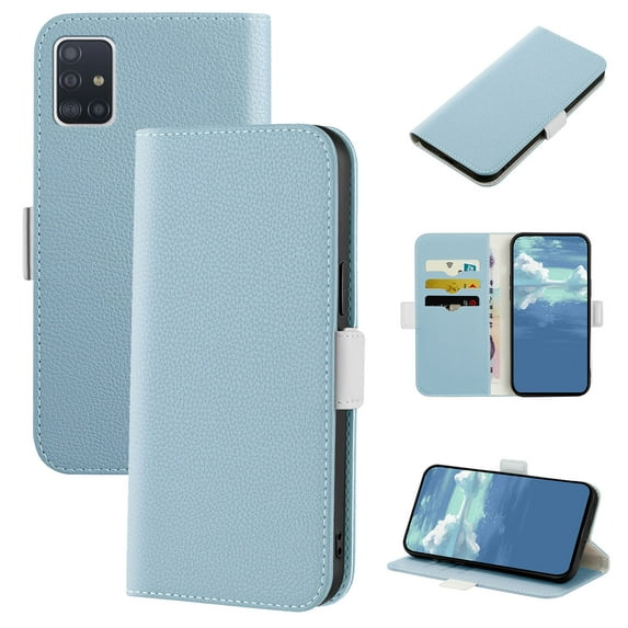Dteck for Samsung Galaxy A71 4G Case, PU Leather Flip Wallet Case with Cart Slot and Kickstand Shockproof Protective Case for A71 6.7 inch 2020 Ladies Girls Women Men, Blue
