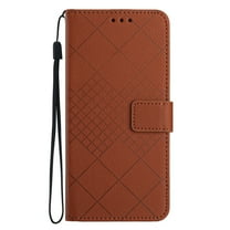 Dteck for Samsung Galaxy A72 5G Magnetic Case, Premium PU Leather Folio Flip Wallet Case with Card Holder Cash Slot Lanyard Strap Kickstand Function Embossed Pattern Slim Shockproof Cover, brown
