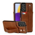 thumbnail image 1 of Dteck for Samsung Galaxy A72 5G Slim Case, Shockproof Premium PU Leather Soft TPU Business Cover with Wrist Strap Kickstand Flip Stand Protection Case, brown, 1 of 7