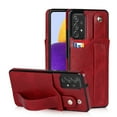 thumbnail image 1 of Dteck for Samsung Galaxy A72 5G Slim Case, Shockproof Premium PU Leather Soft TPU Business Cover with Wrist Strap Kickstand Flip Stand Protection Case, red, 1 of 1