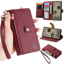 Dteck for Samsung Galaxy A72 5G Wallet Case, PU Leather Flip Folio Case with 7 Card Holders Zipper Pocket RFID Blocking Kickstand Shockproof TPU Inner Shell Phone Cover for Galaxy A72 5G,Red