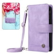 thumbnail image 1 of Dteck for Samsung Galaxy A72 Wallet Case with Card Holder, Soft PU Leather Handbag Purse Zipper Pocket Card Holder Wallet for Women Men, Crossbody Wallet Phone Case with Strap, Purple, 1 of 7