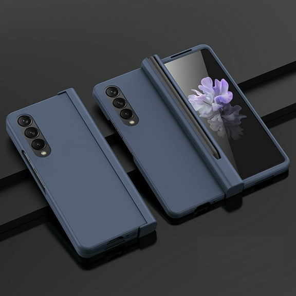 Dteck Samsung Galaxy Fold4 Case with Hinge Protection S Pen Slot, Full Protective Cover with Front Screen Protector for Samsung Galaxy Z Fold4 5G,Blue
