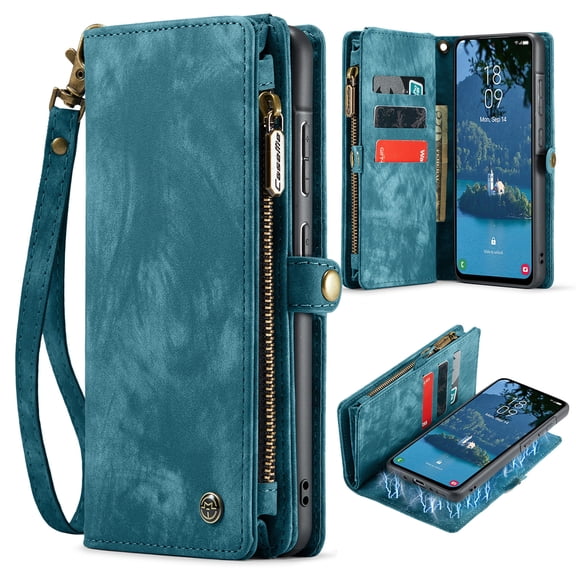 Dteck for Samsung Galaxy Note 10 Plus Wallet Case,Leather Zipper Wallet Case 8 Card Slots Holder Flip Purse Magnetic Handle Strap Shockproof Detachable Phone Cover For Samsung Galaxy Note 10+, Green