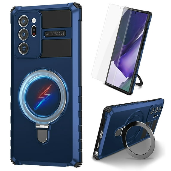 Dteck for Samsung Galaxy Note 20 Ultra Case with Magnetic Invisible Stand, Compatible with MagSafe, Glass Screen Protector + Camera Protector Shockproof Rugged Case for Galaxy Note20 Ultra,Royal Blue
