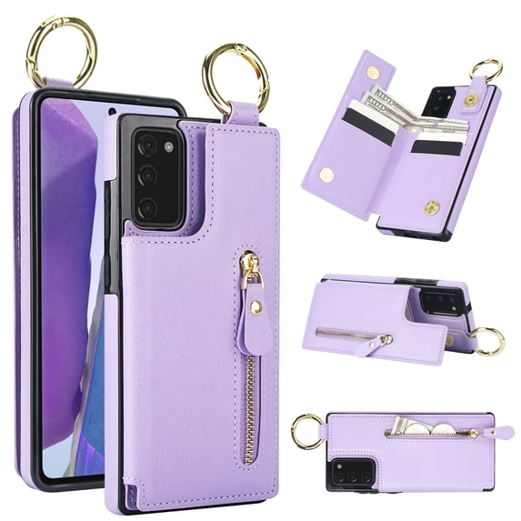 Dteck for Samsung Galaxy Note 20 Ultra Case Wallet with Card Holder, PU Leather Zipper Pocket Card Slots Front Cover Flip Kickstand Shockproof Phone Case for Galaxy Note20 Ultra 5G,Purple