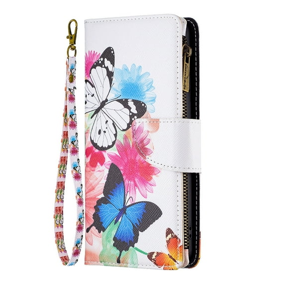 Dteck for Samsung Galaxy Note 20 Ultra Case Wallet with Card Slots, Cute Pattern PU Leather Zipper Flip Folio with Wrist Strap Kickstand Protective for Note 20 Ultra 5G Wallet Case,Butterfly