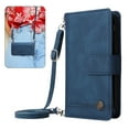 thumbnail image 1 of Dteck for Samsung Galaxy Note 20 Ultra Wallet Case with Card Holder, Soft PU Leather Handbag Purse Zipper Pocket Card Holder Wallet for Women Men, Crossbody Wallet Phone Case with Strap, Blue, 1 of 7