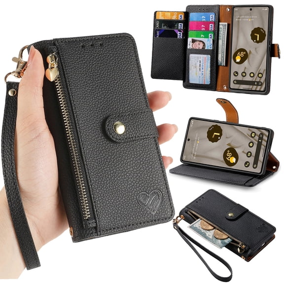 Dteck for Samsung Galaxy Note 20 Wallet Case, PU Leather Flip Folio Case with 7 Card Holders Zipper Pocket RFID Blocking Kickstand Shockproof TPU Inner Shell Phone Cover for Galaxy Note 20,Black