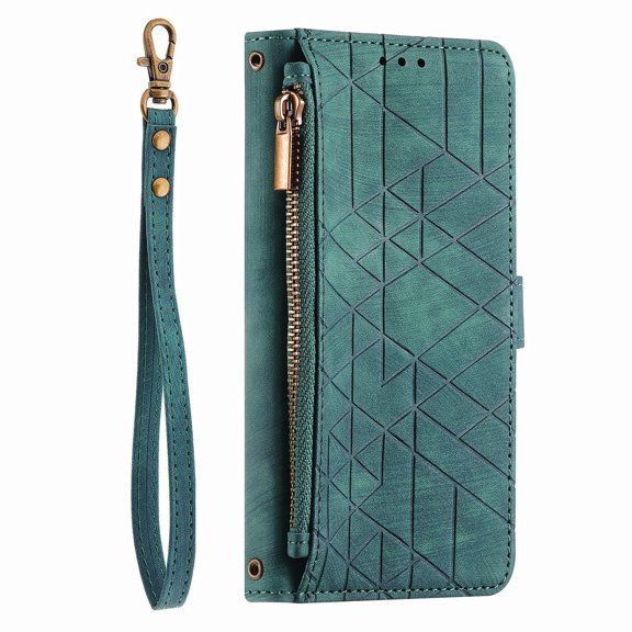 Dteck for Samsung Galaxy Note 20 Wallet Case, PU Leather Magnetic Flip Case with Lanyard Strap Wristlet Zipper Card Holder for Samsung Galaxy Note 20,Green