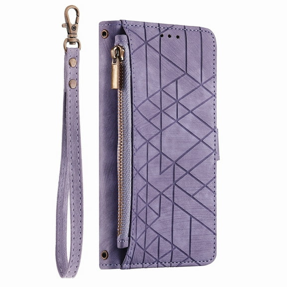 Dteck for Samsung Galaxy Note 20 Wallet Case, PU Leather Magnetic Flip Case with Lanyard Strap Wristlet Zipper Card Holder for Samsung Galaxy Note 20,Purple
