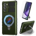 thumbnail image 1 of Dteck for Samsung Galaxy Note20 Ultra Case with Magnetic Invisible Stand, Compatible with MagSafe,Glass Screen Protector + Camera Protector Shockproof Rugged Case Cover for Galaxy Note20 Ultra,Green, 1 of 8