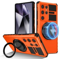 Dteck for Samsung Galaxy Note20 Ultra Case with Rotating Ring Stand, Compatible with MagSafe, Heavy Duty Magnetic Phone Case for Samsung Galaxy Note20 Ultra 5G,Orange
