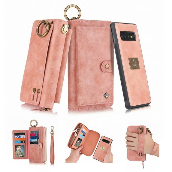 Dteck Samsung Galaxy S10+ Case,Multifunction Premium PU Leather Card Slot Wallet Cover For Samsung Galaxy S10+,Pink