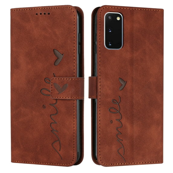 Dteck for Samsung Galaxy S20 6.2" Flip Wallet Case, PU Leather Magnetic Clasp Case with Card Slot Kickstand & Wrist Strap Shockproof Protective Case for Samsung S20 Ladies Women, Brown