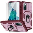 thumbnail image 1 of Dteck Samsung Galaxy S20 FE Case with Glass Screen Protector, Slide Camera Lens Protector Cover Ring Holder Kickstand Rugged Shockproof Case for Samsung Galaxy S20 FE 5G, Pink/Red, 1 of 11