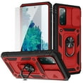 thumbnail image 1 of Dteck Samsung Galaxy S20 FE Case with Glass Screen Protector, Slide Camera Lens Protector Cover Ring Holder Kickstand Rugged Shockproof Case for Samsung Galaxy S20 FE 5G,Red/Black, 1 of 11