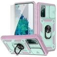 thumbnail image 1 of Dteck Samsung Galaxy S20 FE Case with Glass Screen Protector, Slide Camera Lens Protector Cover Ring Holder Kickstand Rugged Shockproof Case for Samsung Galaxy S20 FE 5G,Green/Pink, 1 of 11