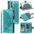 thumbnail image 1 of Dteck Samsung Galaxy S20 FE (Fan Edition) Case, Folio Case Embossed PU Leather Zipper Pocket Credit Card Holder Wallet Phone Case with Wrist Strap for Samsung Galaxy S20 FE 5G / 4G,Green, 1 of 6
