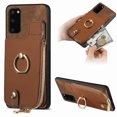 thumbnail image 1 of Dteck for Samsung Galaxy S20 FE Wallet Card Case, Shockproof with Card Holders Flip Premium PU Leather Card Slots with 360°Rotation Ring Stand Protective Phone Cover, brown, 1 of 8