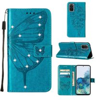 Dteck for Samsung Galaxy S20 Plus 6.7 Inch Wallet Case, Luxury PU Leather Shockproof Protective Shining Diamond Card Slots Holder Flip Case with Kickstand Magnetic Clasp Bracket Phone Cover,Blue