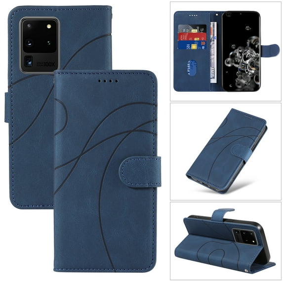 Dteck for Samsung Galaxy S20 Plus Wallet Case, Premium PU Leather Flip Folio Card Holders Kickstand Book Folding Case with Detachable Wrist Strap Shockproof Protective Cover, darkblue