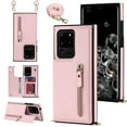 thumbnail image 1 of Dteck for Samsung Galaxy S20 Ultra Flip Wallet Case, PU Leather Magnetic Clasp Case with Card Slot Kickstand & Cross Body Strap Shockproof Protective Case for Samsung S20 Ultra Ladies, Pink, 1 of 10