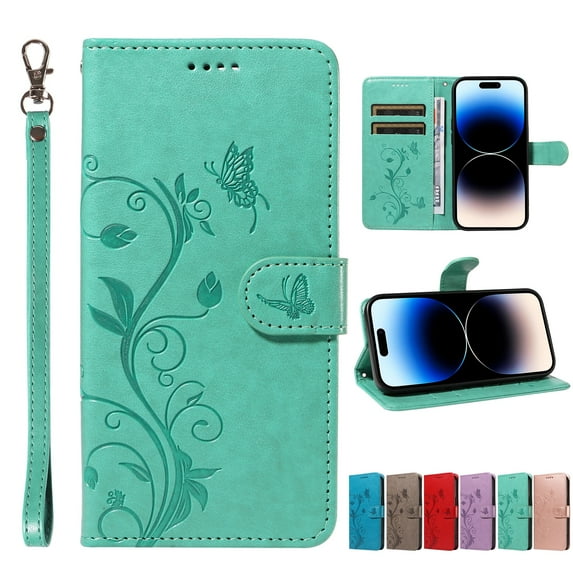 Dteck for Samsung Galaxy S20 Ultra Wallet Case,Women Flio Folio Cover with Butterfly Embossed PU Leather Kickstand Credit Card Holder Case with Wrist Strap for Samsung Galaxy S20 Ultra,Green