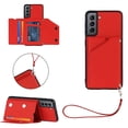 thumbnail image 1 of Dteck for Samsung Galaxy S21 6.2" 2021 Back Wallet Case, PU Leather Anti-Drop Case with Card Slot Kickstand & Wrist Strap Shockproof Protective Case for Samsung S21 Women Men, Red, 1 of 9