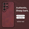 thumbnail image 1 of Dteck for Samsung Galaxy S21 Anti-scratch Case, Luxury Premium Leather Stylish Soft Grip Shockproof Anti-Scratch Classic Business Protection Case Cover, winered, 1 of 6