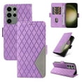 thumbnail image 1 of Dteck for Samsung Galaxy S21 Case with Wrist Strap, Shockproof Splicing Luxury PU Leather Flip Wallet Magnetic Kickstand Money Pouch Folio TPU Bumper Protective Cover, purple, 1 of 8
