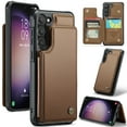 thumbnail image 1 of Dteck for Samsung Galaxy S21 FE Case with Card Holder, Magnetic Durable Leather Wallet Case for Women Men with RFID Blocking Kickstand Shockproof Cover for Galaxy S21 FE,Brown, 1 of 10
