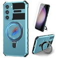 thumbnail image 1 of Dteck for Samsung Galaxy S21 FE Case with Magnetic Invisible Stand, Compatible with MagSafe, Glass Screen Protector + Camera Protector Shockproof Rugged Case Cover for Samsung Galaxy S21 FE,Blue, 1 of 8