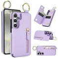 thumbnail image 1 of Dteck for Samsung Galaxy S21 FE Case Wallet with Card Holder, PU Leather Zipper Pocket Card Slots Front Cover Flip Kickstand Shockproof Phone Case for Galaxy S21 FE 5G,Purple, 1 of 6