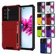 thumbnail image 1 of Dteck Samsung Galaxy S21 FE Rugged Case, Wallet Hidden ID Slot Credit Card Holder Heavy Duty Dual Layer Protective Shell Solid Case for Samsung Galaxy S21 FE - Red, 1 of 6