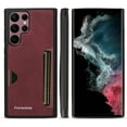 thumbnail image 1 of Dteck for Samsung Galaxy S21 Hard Shell, Luxury Premium PU Leather Wallet Case with Card Holder, Shockproof Back Flip Hard Slim Rugged Protective Cover, winered, 1 of 4