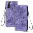 thumbnail image 1 of Dteck for Samsung Galaxy S21 Plus Case, PU Leather Embossed Comic Flip Wallet Case with Cart Slot Hand Strap and Kickstand Shockproof Protective Case for  S21 Plus 6.7"  2021 Women Men, Purple, 1 of 10