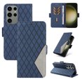 thumbnail image 1 of Dteck for Samsung Galaxy S21 Plus Case with Wrist Strap, Shockproof Splicing Luxury PU Leather Flip Wallet Magnetic Kickstand Money Pouch Folio TPU Bumper Protective Cover, blue, 1 of 8