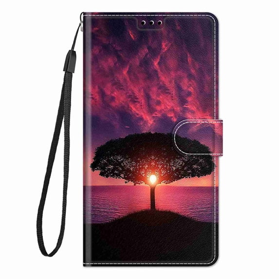 Dteck for Samsung Galaxy S21 Plus Wallet Case, Shockproof Fashion 3D Painted Pattern Premium PU Leather Wrist Strap Magnetic Card/Cash Slots Stand Flip Protective Cover, Setting Sun