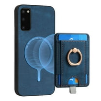 Dteck for Samsung Galaxy S21 Ultra Case, 2 in 1 Magnetic Wallet with Phone Grip, Compatible with MagSafe, Detachable Premium PU Leather Magnetic Case with Card Slots Ring Holder,Blue