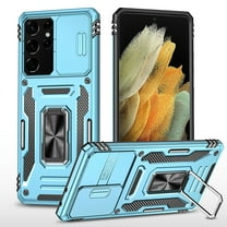Dteck Samsung Galaxy S21 Ultra Case, Heavy Duty Rugged Case with Kickstand Pocket Shockproof,Slide Holder Back Cover for Samsung Galaxy S21 Ultra 6.8 inch,Lightblue