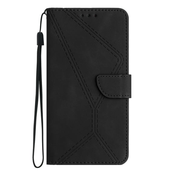 Dteck for Samsung Galaxy S21 Ultra Magnetic Wallet Case, Shockproof Card Holder Kickstand Flip Embossed Spliced Lanyard Protective Soft PU Leather Cover, black