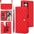 thumbnail image 1 of Dteck for Samsung Galaxy S21 Ultra Wallet Case,Premium Leather Magnetic Clasp with 5 Credit Card Slots RFID Blocking Kickstand Cover with Adjustable Strap for Galaxy S21 Ultra,Red, 1 of 9