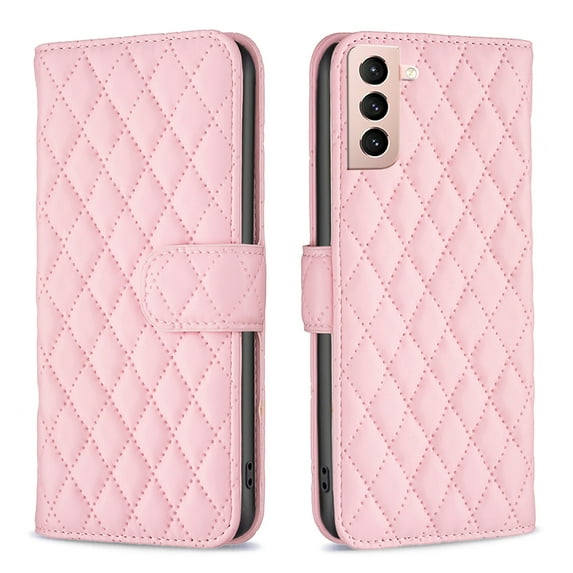 Dteck for Samsung Galaxy S21 Wallet Phone Case with Card Holder Cash Pocket,Luxury Premium Leather Magnetic Flip Holder Kickstand Protective Cover,Pink