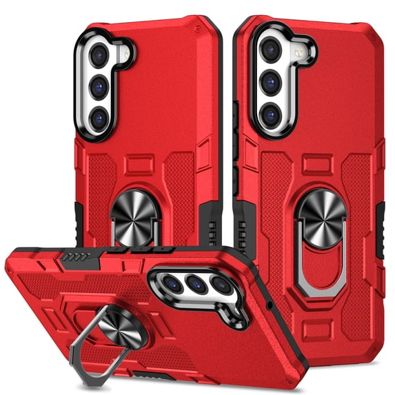 Dteck for Samsung Galaxy S22 5G Phone Case, 360° Rotate Ring Holder Stand Magnetic Car Mount Heavy Duty Rugged Shockproof Drop Protection Phone Cover Case for Samsung S22 6.1 inch 2022, Red