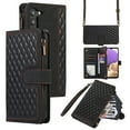 thumbnail image 1 of Dteck for Samsung Galaxy S22 Case 6.1 Inch, Samsung S22 Wallet Case with 9 Card Slots, PU Leather Magnetic Flip Zipper Purse Wristlet Strap Crossbody Lanyard Kickstand Phone Case,Black, 1 of 9