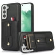 thumbnail image 1 of Dteck for Samsung Galaxy S22 Case, PU Leather Adjustable Loop Strap Case with Hidden Cart Slot Shockproof Protective Case for Samsung S22 6.1" 2022 Ladies Women Men, Black, 1 of 15