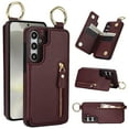 thumbnail image 1 of Dteck for Samsung Galaxy S22 Case Wallet with Card Holder, PU Leather Zipper Pocket Card Slots Front Cover Flip Kickstand Shockproof Phone Case for Galaxy S22 5G,Dark Red, 1 of 6