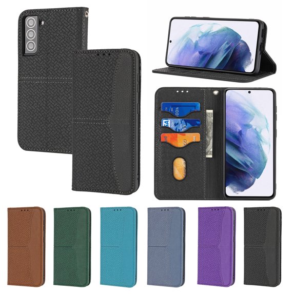 Dteck for Samsung Galaxy S22 Flip Wallet Case, PU Leather Case with Card Slot Kickstand and Wrist Strap Shockproof Protective Case for Samsung Galaxy S22 6.1" 2022 Women Men, Black